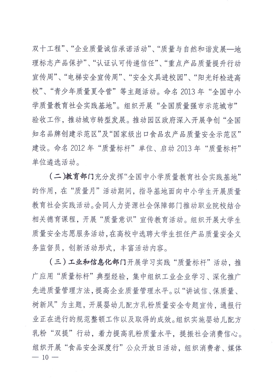 國(guó)家質(zhì)量監(jiān)督檢驗(yàn)檢疫總局、中共中央宣傳部等單位《關(guān)于開(kāi)展2013年全國(guó)“質(zhì)量月”活動(dòng)的通知》